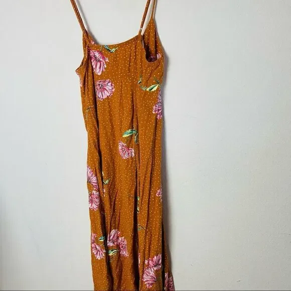 EUC Xhilaration Yellow Floral Asymmetrical Midi Dress Small - Picture 5 of 7